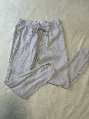 Kenar 100% Linen Striped Joggers - Coastal Grandma / Beachy Aesthetic (M)